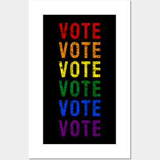 Vote LGBTQ+ Distress Style, Vote for American President 2020 Posters and Art